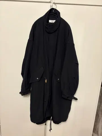 22AW marka 울 린넨 백 새틴 모즈 파카 Navy 1