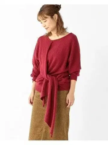 [ 택 포함 새상품 ] 빔즈 긴팔 니트 울 카슈쿨 랩 레드 L