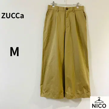 ZUCCa 주카 코튼 트윌 와이드 팬츠 밑단 접힘 디자인 치노 M