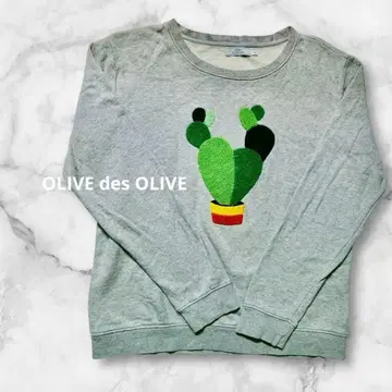 c201 [올리브데올리브] 선인장 아플리케 트레이닝복 루즈핏 상의 그레이