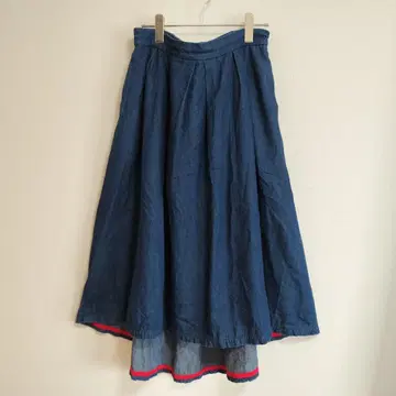 빅 사이즈 LL RULE bis 데님 플레어 스커트 인디고