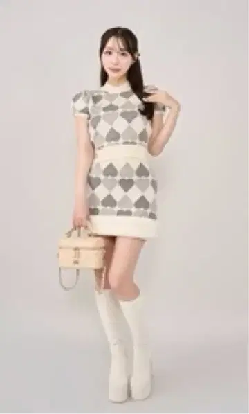 Darich 아가일 하트 체크 니트 셋업