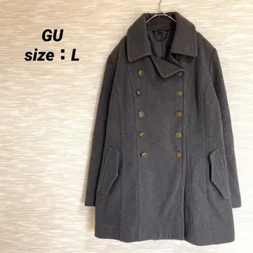 지유 GU 트렌치코트 [ L ] 더블 버튼 플리츠 심플 0650