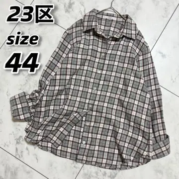 23구 긴팔 셔츠 그레이 계열 체크 빅 사이즈 44