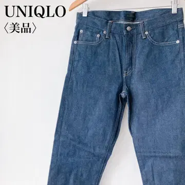 [새상품급] 유니클로 슬림핏 미들라이즈 스트레이트 데님 셀비지 남성용