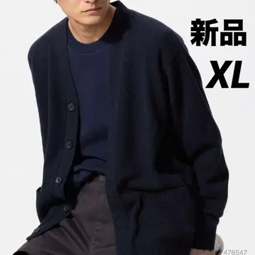 UNIQLO 네이비 XL 라무 V넥 가디건 울