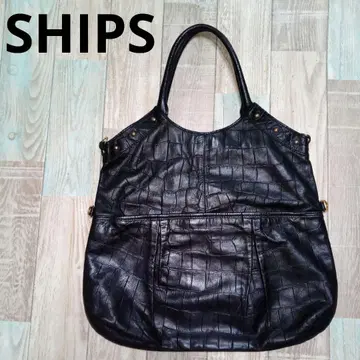 SHIPS 쉽스 토트백 블랙 가죽 악어 엠보 2WAY