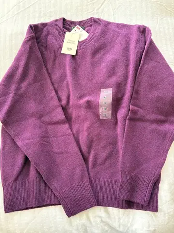 UNIQLO 100% 울 퍼플 스웨터