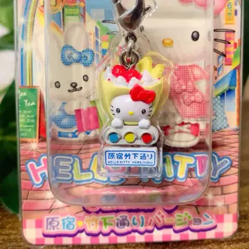지역 한정판 헬로키티 도쿄 한정 하라주쿠 크레이프 키티 끈 지퍼 마스코트