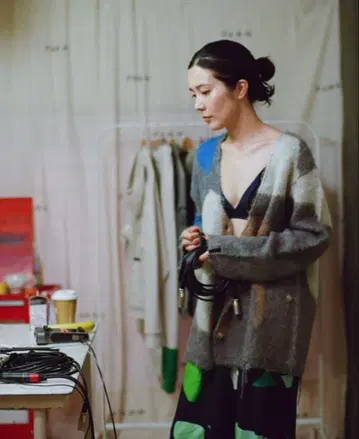 pamm 니트 가디건 그레이