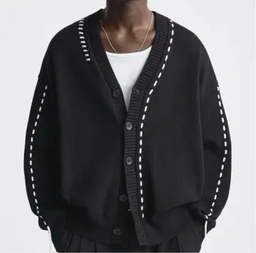 ZARA 대비 스티치 가디건 M