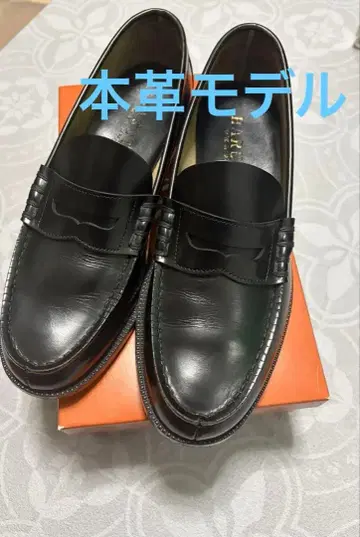 HARUTA 블랙 로퍼 27.5 EE 천연 가죽