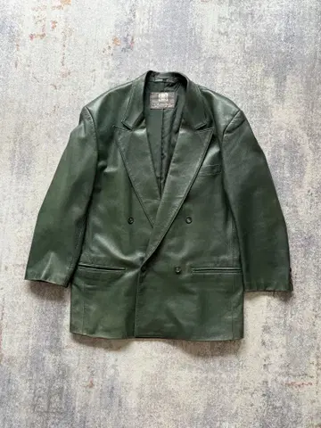 다크 그린 더블 브레스트 가죽 자켓 케이프타운 램 가죽