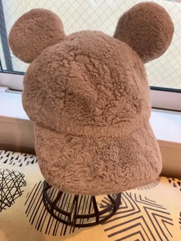 귀 달린 플리스 캡 그레이 디즈니 모자 미키 미니 모자