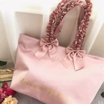 메종 드 플뢰르 토트백 Maison L 사이즈 대용량 더블 리본