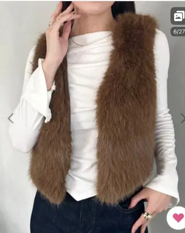 [ 새상품 택 포함 ] 다크 브라운 컴팩트 퍼 베스트 여성용