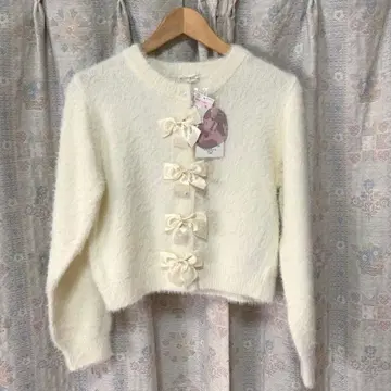 택 포함 새상품 아오키 미사코 니나스 리본 가디건 M 사이즈