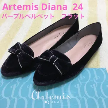 아르테미스 다이애나 퍼플 플랫슈즈 24 리본 벨벳 라메