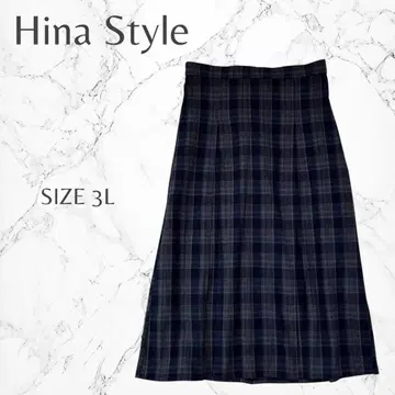 히나스타일 고급 빅 사이즈 체크 무늬 깔끔한 플리츠 스커트 3L