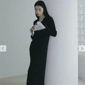 러그 문 레이스 슬리브 네프 리브 니트 원피스