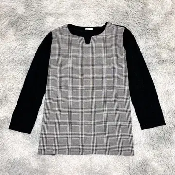 엔스위트 여성용 튜닉 XS 일본제 체크 무늬 하운드투스 블랙 컬러