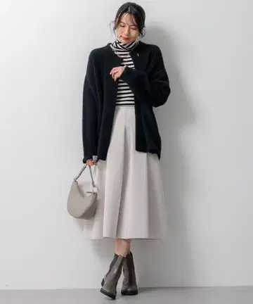 새상품 23구 [세탁 가능] 네오프렌 저지 턱 스커트 36 베이지