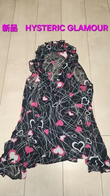 새상품 hysteric glamour 쉬폰 하트 무늬 프릴 블라우스