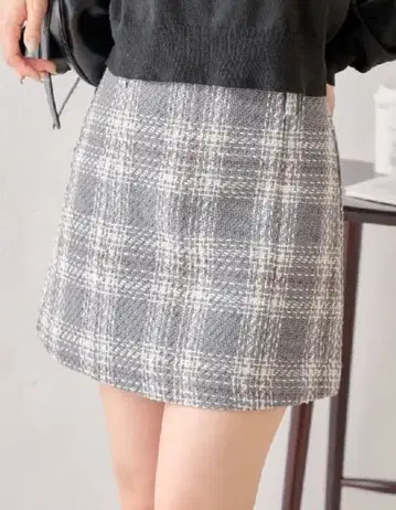 Chico, 로빙 체크 사다리꼴 미니 스커트