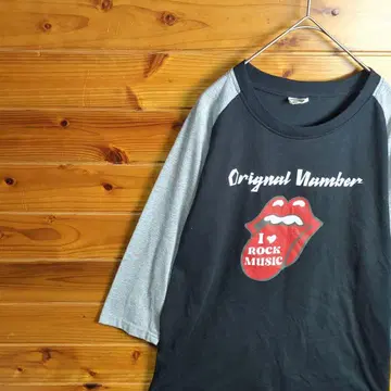 긴팔 티셔츠 긴팔 셔츠 롱티 래글런 소매 M 블랙 락 뮤직