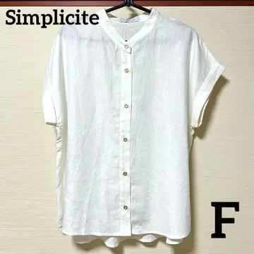 새상품급 Simplicite 린넨 혼방 셔츠 화이트 F 루즈핏