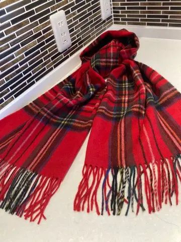 대형 스톨 dessin 디자인 머플러 빨간색 체크 무늬 스톨
