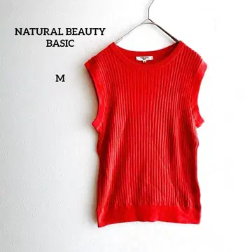 NATURAL BEAUTY BASIC 니트 슬리브리스 M 핑크 계열
