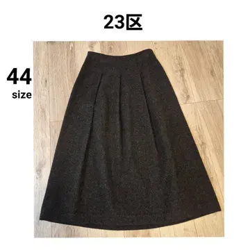 23구 울 플리츠 롱 스커트 슬림 빅 사이즈 44 그레이