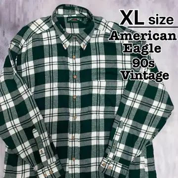 90s American Eagle 플란넬 셔츠 XL 그린 체크