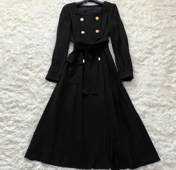 그레이스 클래스 울 터치 더블 원피스 롱 트렌치풍 리본