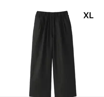 미사용 무인양품 MUJI 린넨 워싱 이지 와이드 팬츠 여성 블랙 XL