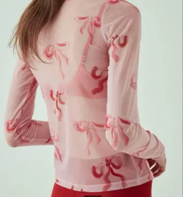 RIBBON SEE-THROUGH TOPS 핑크