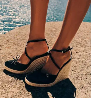 ZARA 새틴 웨지 샌들 36 23.5cm