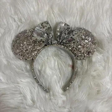 실버 스팽글 미키 귀 머리띠