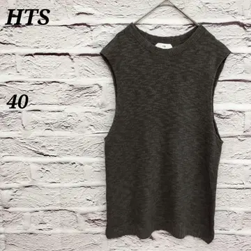 i136 HTS [ 40 ] 풀오버 니트 베스트 면마 혼방 영국제 그레이