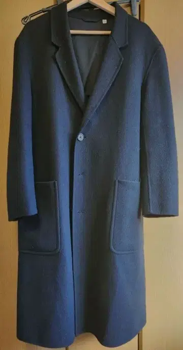 UNIQLO U 더블 페이스 오버코트 롱 코트 블랙