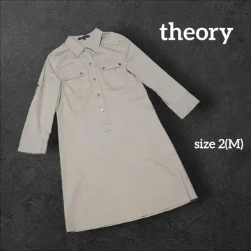 [띠어리] 셔츠 원피스 베이지 브라운 계열 M 버튼