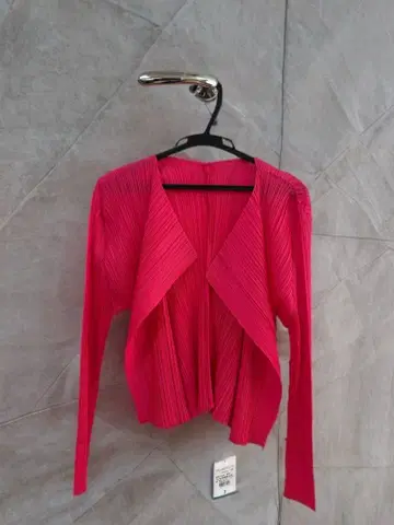 플리츠 디자인 가디건 핑크 사이즈 3