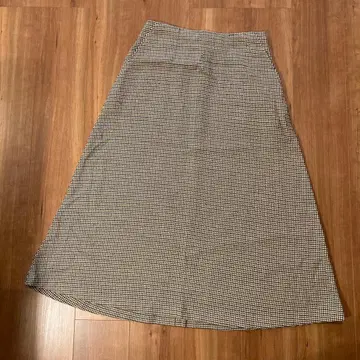 체크 무늬 플레어 롱 스커트 (쿠리하라 하루미)