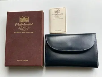 Whitehouse Cox 천연 가죽 접이식 지갑 네이비 x 레드