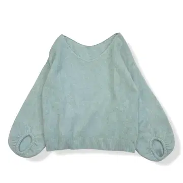 리브 드와 울 혼방 V넥 퍼프 소매 니트 F 민트 그린 계열