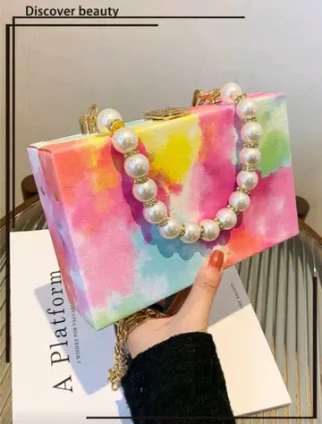 컬러풀 수채화 무늬 클러치백 캐주얼 엘레강트 아트 컴팩트