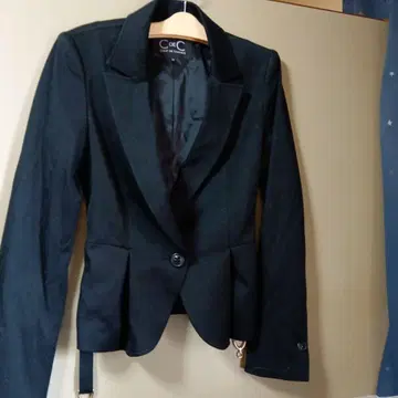 블랙 테일러드 자켓 허리 벨트 포함