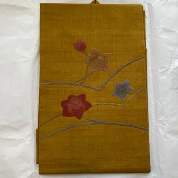 나고야 오비 초롱꽃 상량 자수 개지색 명주지