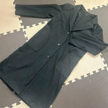 블랙 체스터 코트 울 혼방